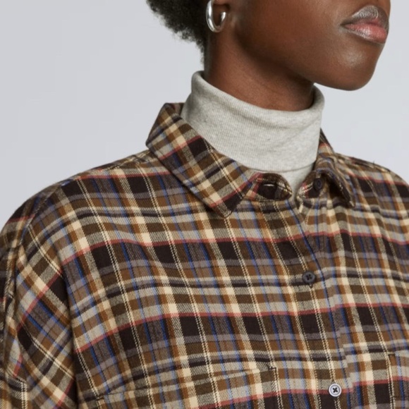 NWT EVERLANE The Boxy Flannel Button Down Shirt Small - Picture 12 of 13